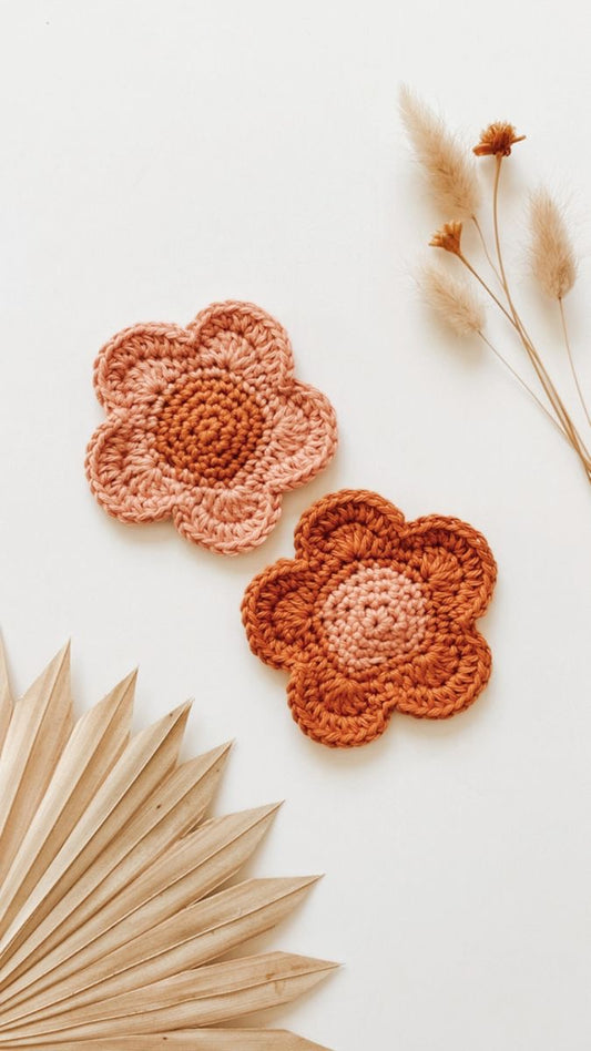 Caramel flower mug coaster set