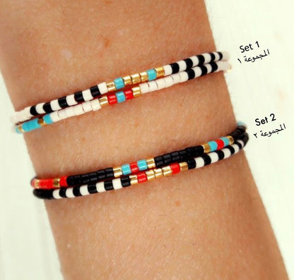 Petite black&white miyuki bracelet set ( set of 2 pieces)