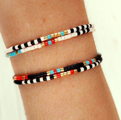 Petite black&white miyuki bracelet set ( set of 2 pieces)